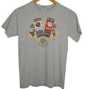 2010 Champs Bowl Orlando WVU NC State Men's S T Shirt Gray Mountaineers Wolfpack